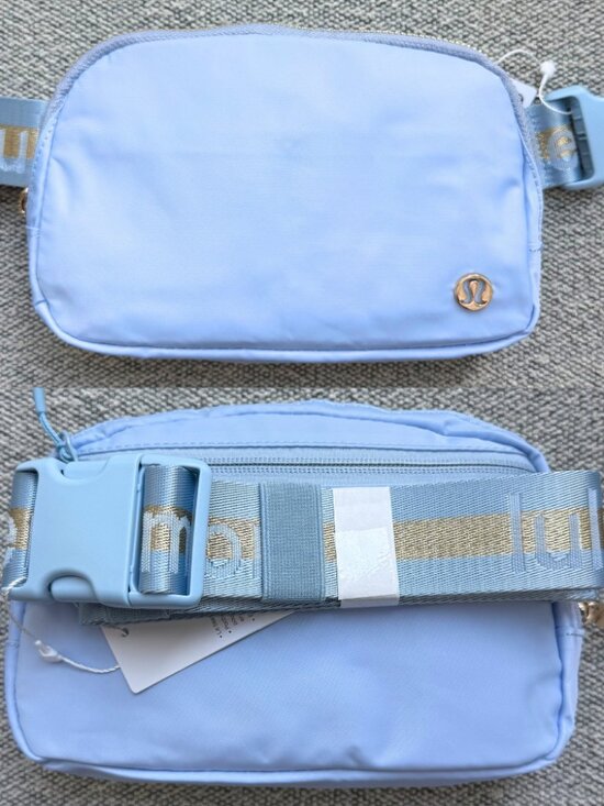 lululemon athletica Handbags - NEW Lululemon Everywhere Wordmark Crossbody Belt Bag 1L - Baby Blue Gold